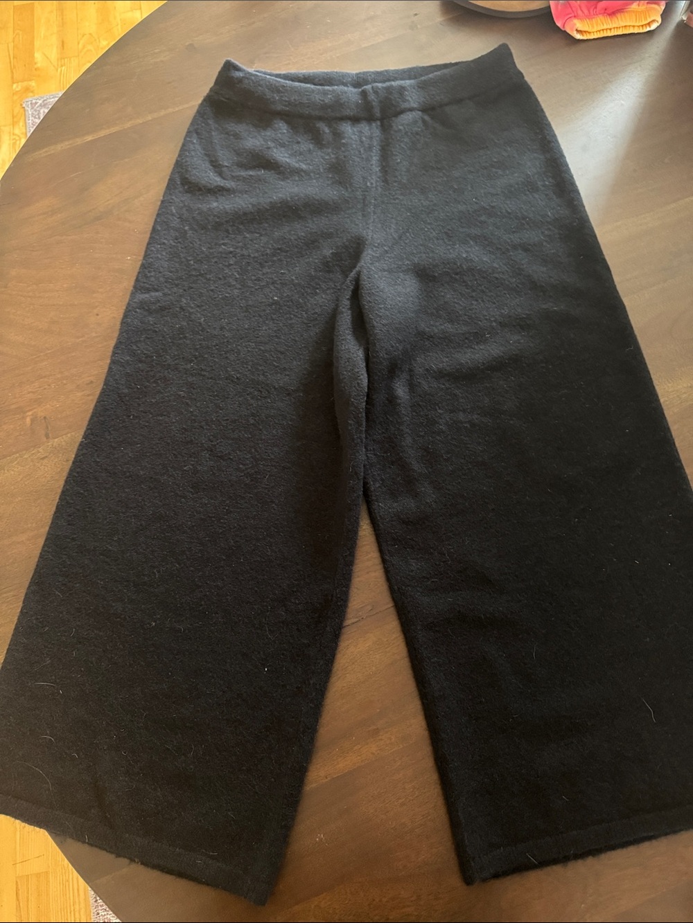 Jenni Kayne Black Wide-Leg Knit Pants